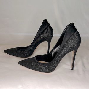 Gianvito Rossi, Milan, Glitter and Satin Stiletto Pumps.  Size 41 (runs small)